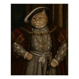 Pôster Retrato do Rei Gato Tudor – Gato Henrique VIII Ren