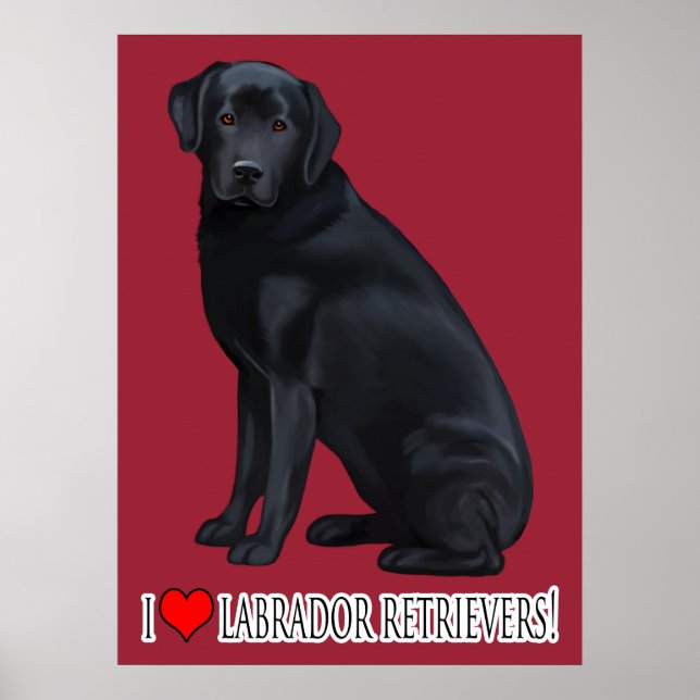 Poster Retrato do Retriever Labrador Negro (Frente)
