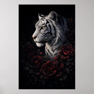Poster Retrato do Tigre Branco – Poder Calmo e Olhar Sile