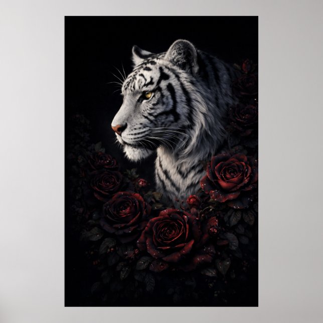 Poster Retrato do Tigre Branco – Poder Calmo e Olhar Sile (Frente)