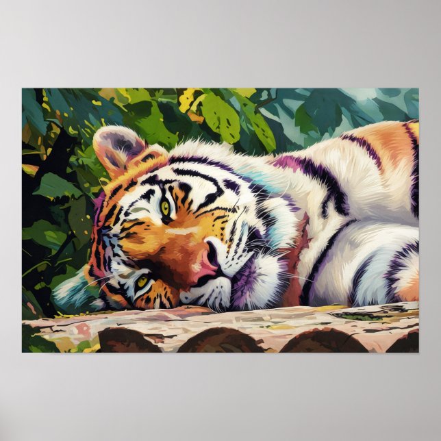 Poster Retrato do Tigre em Descolagem (Frente)