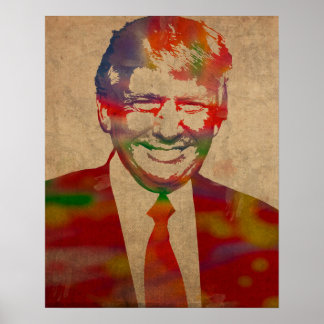 Pôster Retrato Donald Trump Watercolor