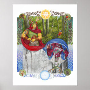 Pôster Retrato Duplo de Oak King e Holly King