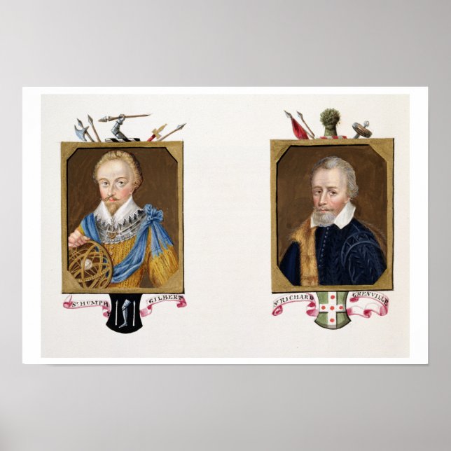 Poster Retrato duplo de Sir Humphrey Gilbert (c.1539-83) (Frente)