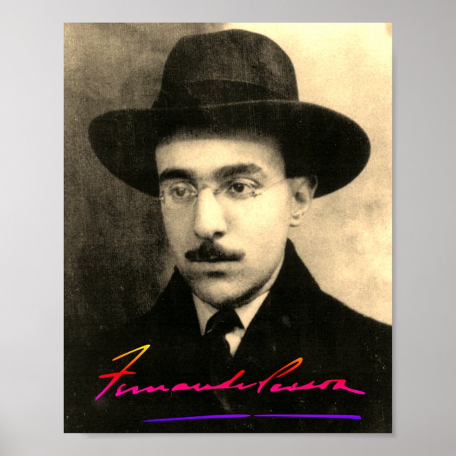 Poster Retrato e Assinatura de Fernando Pessoa (Frente)