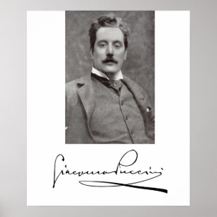 Poster Retrato e assinatura de Giacomo Puccini