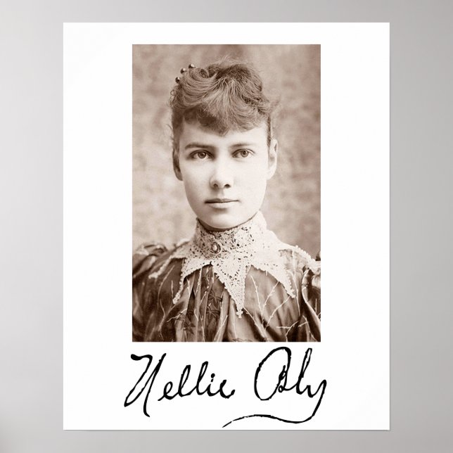 Poster Retrato e assinatura de Nellie Bly (Frente)
