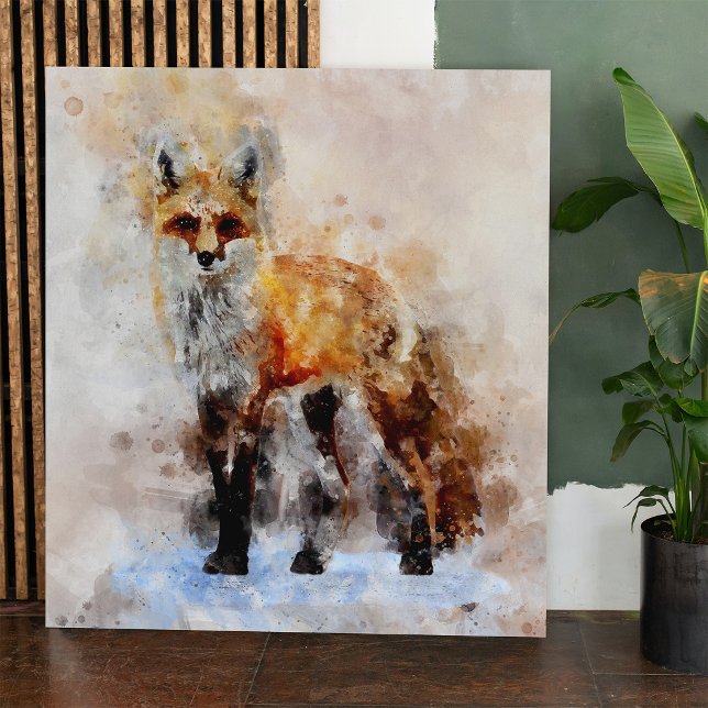 Poster Retrato em Aquarela da Raposa Vermelha 02 (Red Fox Watercolor Portrait 02. Poster)