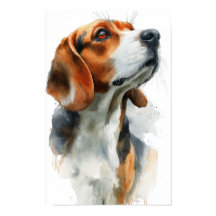 Retrato em aquarela de Beagle