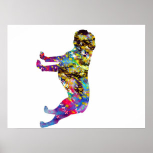 Poster Retrato em Aquarela de Bulldog Art