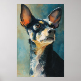Poster Retrato em aquarela de chihuahua preto e marrom