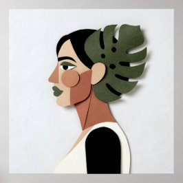 Poster Retrato em Corte de Papel Artesanal na Floresta
