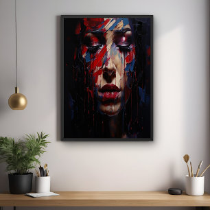 Poster Retrato Emocional abstrato Expressionista Arte