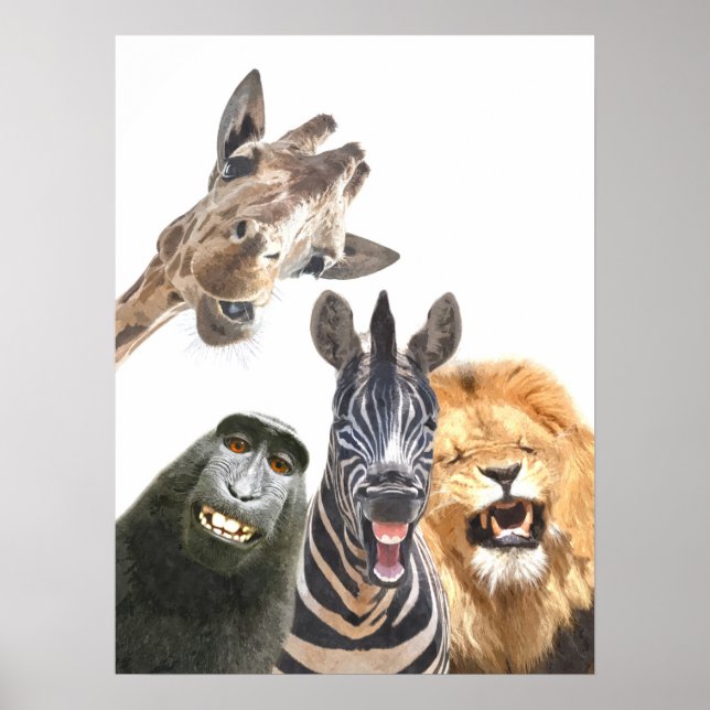 Poster Retrato engraçado para amigos animais da selva (Frente)