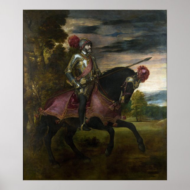 Poster Retrato Equestre de Charles V por Titian (Frente)