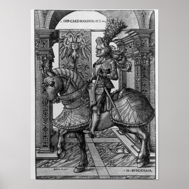 Pôster Retrato equestre de Maximilian I c.1508 (Frente)