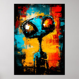 Poster Retrato Expressionista Contemporâneo Alien Abstrat