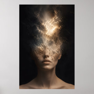 Poster Retrato Facial Etéreo Dissolvendo Espírito Surre