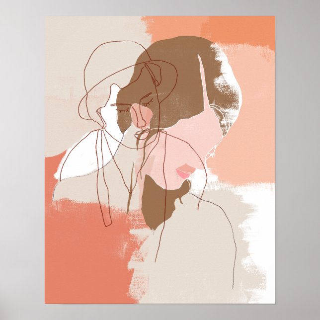 Poster Retrato Feminino Contorno Pintado (Frente)
