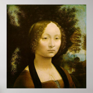 Poster Retrato feminino de Leonardo Da Vinci