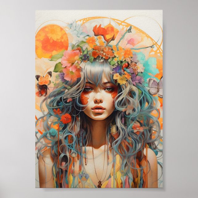 Poster Retrato Floral Iluminado pelo Sol (Frente)