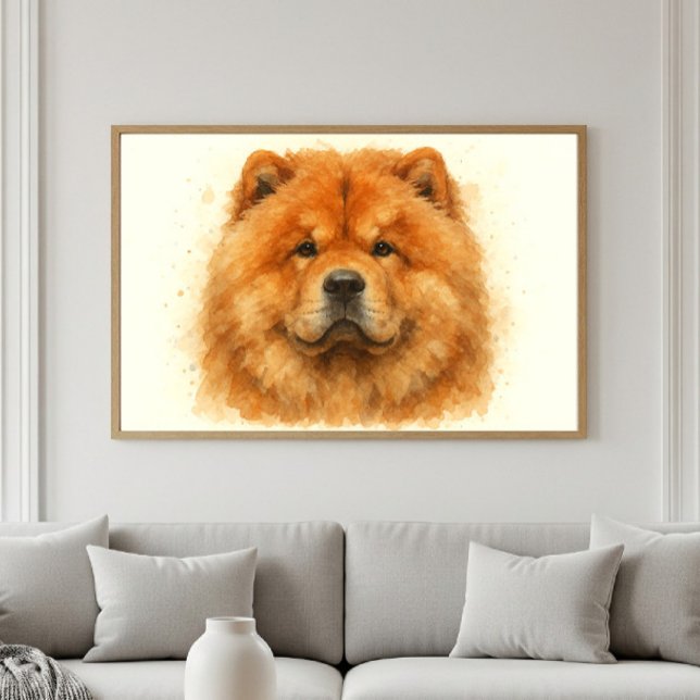 Poster Retrato Fluffy Chow Watercolor (Criador carregado)