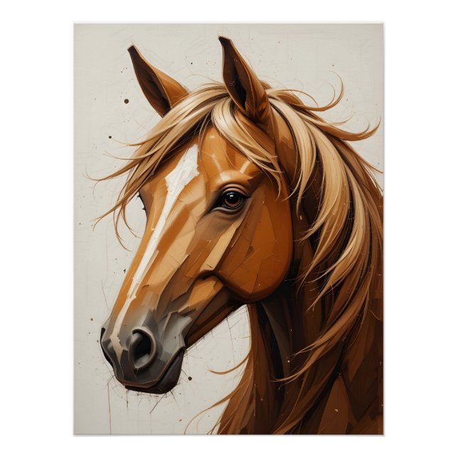 Pôster Retrato Geométrico Horso (Frente)