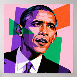 Poster Retrato Geométrico Moderno de Barack Obama