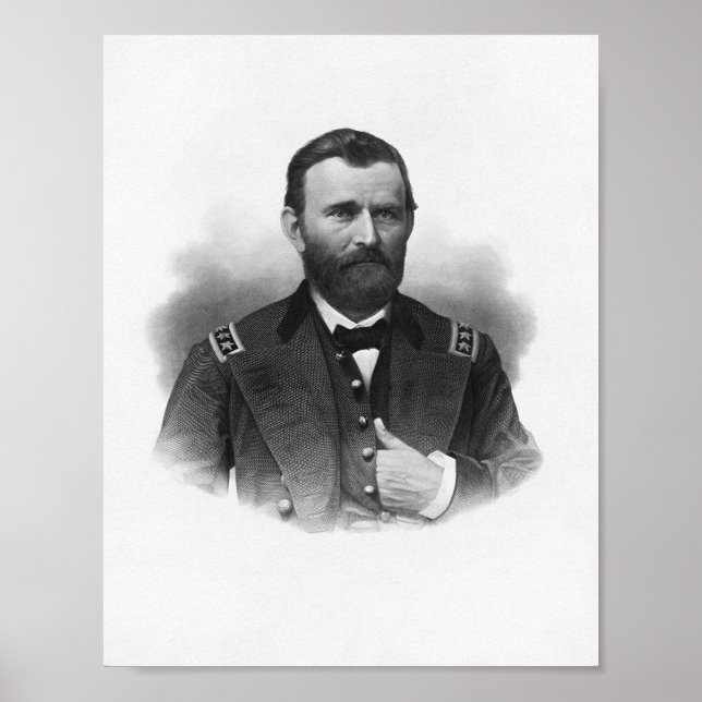 Poster Retrato gravado do General Grant (Frente)