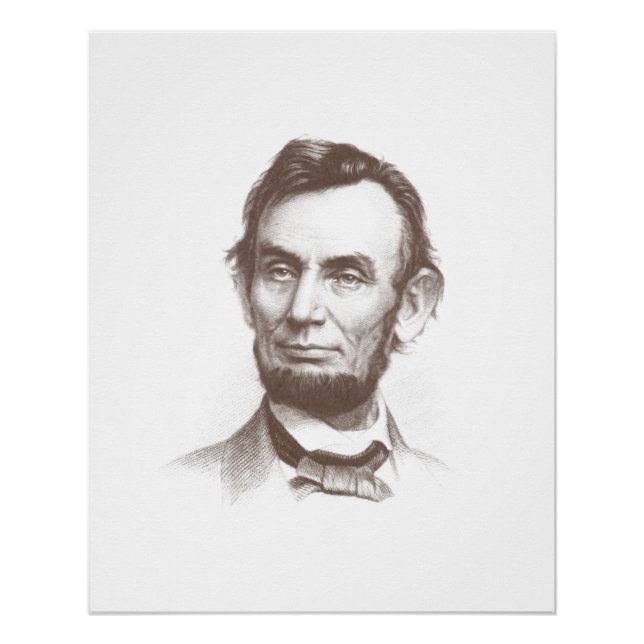 Pôster Retrato Histórico do Presidente Abraham Lincoln (Frente)