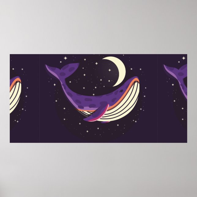 Poster Retrato ilustrativo colorido da baleia fofa na sp (Frente)