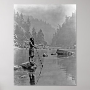 Pôster Retrato indiano do vintage do nativo americano