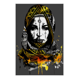 Pôster Retrato Intricado de Mulher Tribal