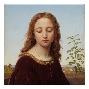 Pôster Retrato Jovem Mulher Ernst Deger pintura de arte c