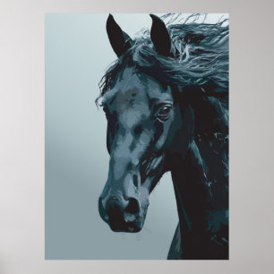 Poster Retrato Maiestoso de Cavalo Negro