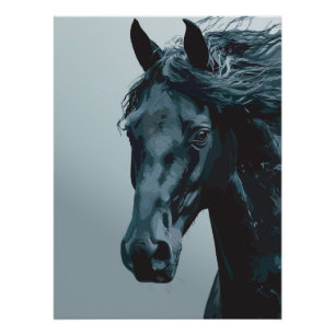 Pôster Retrato Majestoso de Cavalo Preto