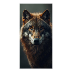 Pôster Retrato Majestoso de Lobo Força & Confiança Real