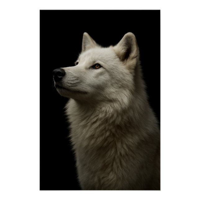 Pôster Retrato Majestoso de Lobo Força & Confiança Real (Frente)