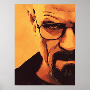 Poster Retrato Minimalista de Homem Careca Óculos Barba M