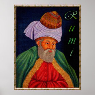Pôster Retrato místico de Sufi de Mevlana - Rumi