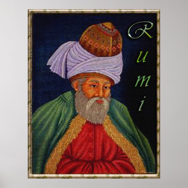 Pôster Retrato Místico Sufi de Mevlana - Rumi (Frente)