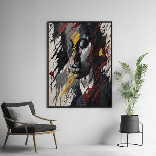 Poster Retrato Moderno Expressionista de Abstrato Negrito