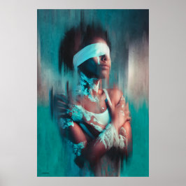 Poster Retrato moderno pintado por uma mulher africana pi