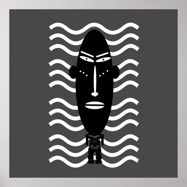 Poster Retrato moderno preto-abstrato (Frente)