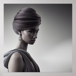 Poster Retrato monocromático de arte negra e branca