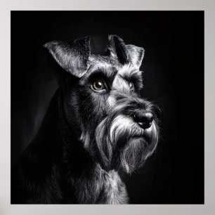 Poster Retrato Monocromático de Schnauzer