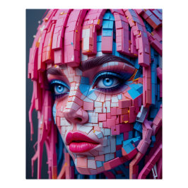 Pôster Retrato Neon Block