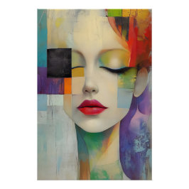 Pôster Retrato no Surrealismo do Bloco de Cor