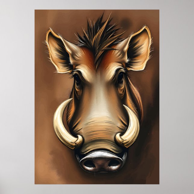 Poster Retrato Nobre Warthog - Arte Animal Africana (Frente)