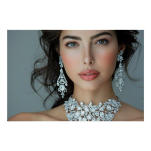 Pôster Retrato Nupcial Elegante Radiância de Diamante